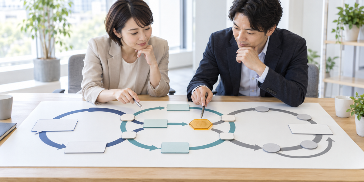 対話・生成、工程実行、継続責任の重なりと人の判断点を確認するチーム